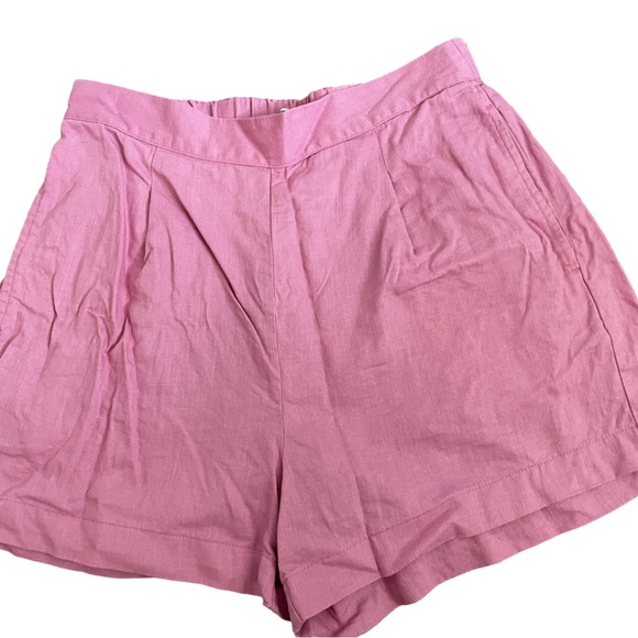 Madewell Pull-On Shorts in 100% Linen, pink, size medium - Picture 1 of 3